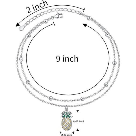 Sterling Silver Heart Charm Anklet Adjustable Beaded Ankle Bracelet Jewelry - Picture 6 of 7